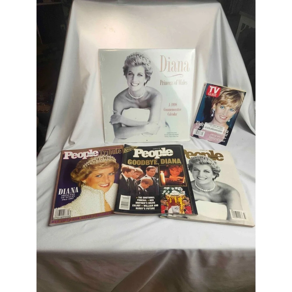 Vintage 1997 Princess Diana People Magazine Lot & 1998 Sealed Calendar Tribute